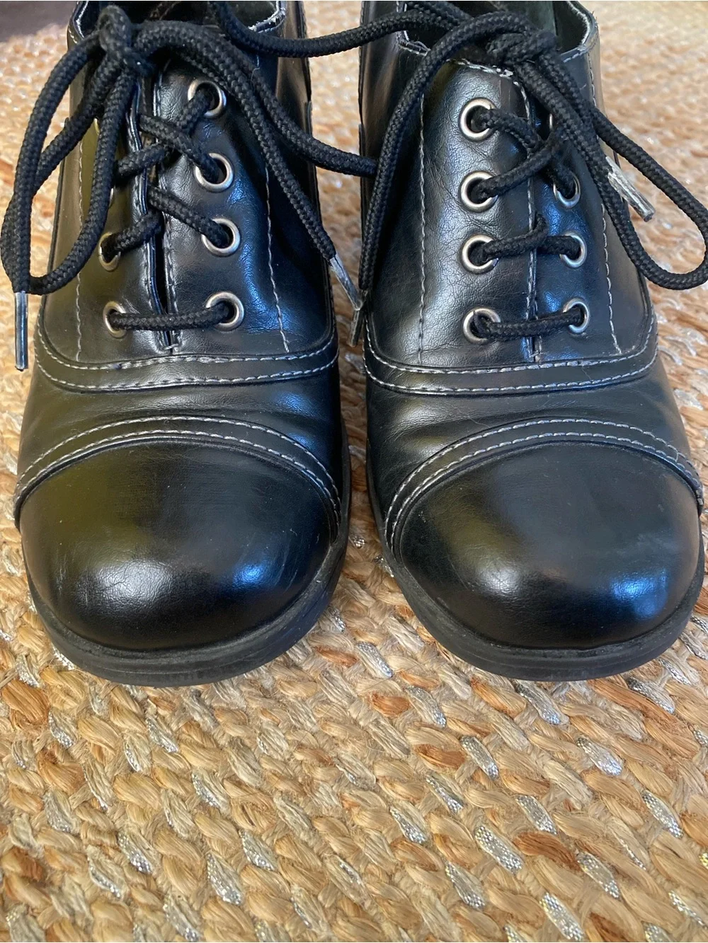 Vintage Y2K Mudd Chunky Heel Oxfords Black Lace Up Pumps Whimsygoth Grunge SZ 7